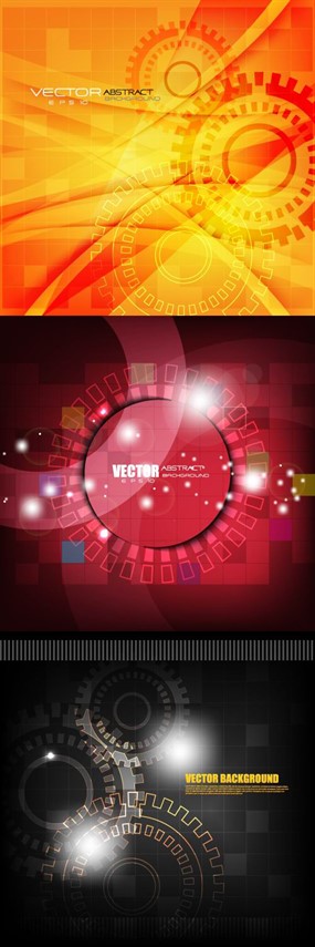 科技光芒齿轮背景矢量图